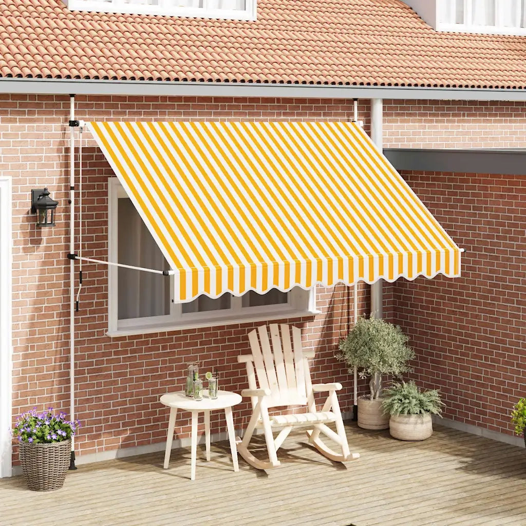 Tenda da Sole Retrattile Manuale-Tenda parasole per Patio 300cm Strisce Arancione Bianco