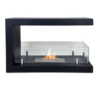 Camino a Bioetanolo da Terra Artico Design Aperto e Vetri Protettivi Serbatoio 850 ml in Acciaio Verniciato Nero