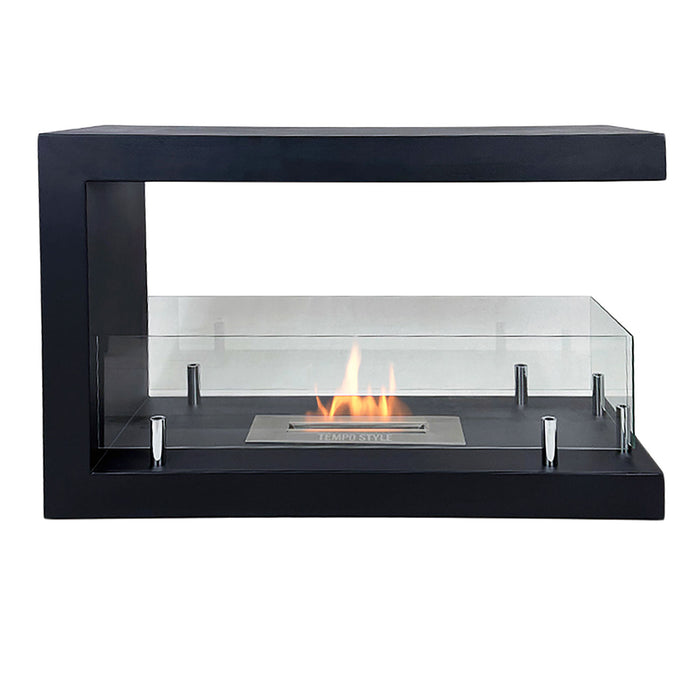 Camino a Bioetanolo da Terra Artico Design Aperto e Vetri Protettivi Serbatoio 850 ml in Acciaio Verniciato Nero