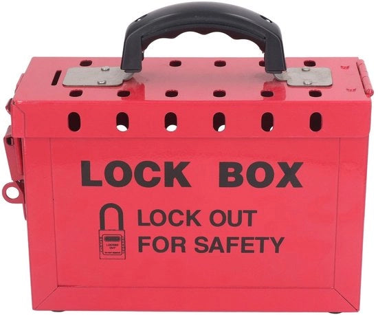 Cassa di Blocco e Marcatura - Box di Blocco e Marcatura - Maniglia Ergonomica - Coperchio Scorrevole - Sistema di Blocco e Marcatura Sicuro - Spazio per 13 Cerniere di Blocco