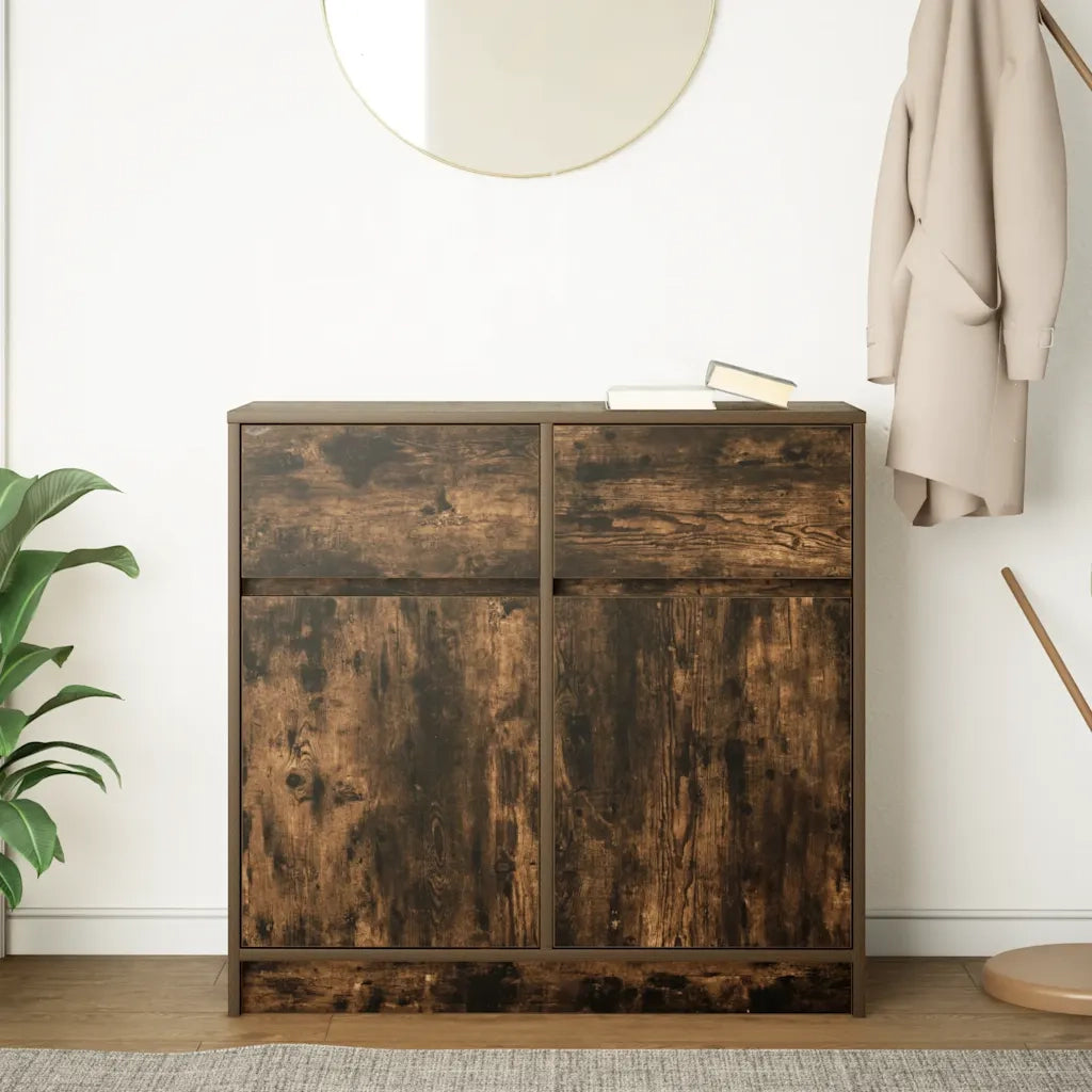 Credenza con Cassetto Rovere Fumo 80x34x76 cm in Truciolato 861539
