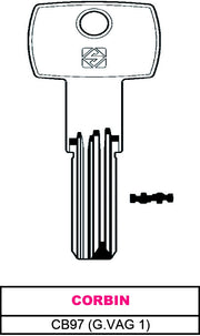 Silca CHIAVE PUNZONATA OTTONE CB97 (G.VAG 1) CORBIN 10.00 pz
