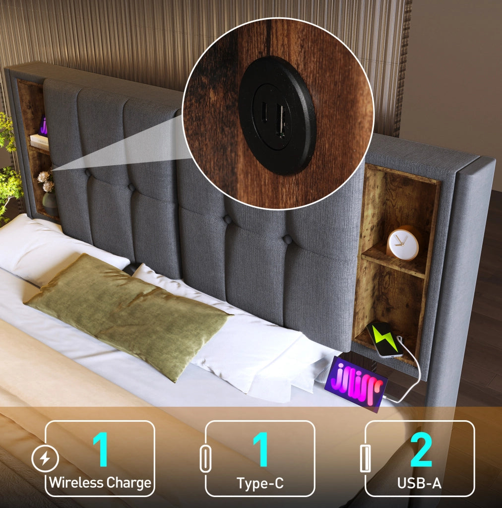 Letto matrimoniale contenitore 180x200 cm con ricarica wireless
