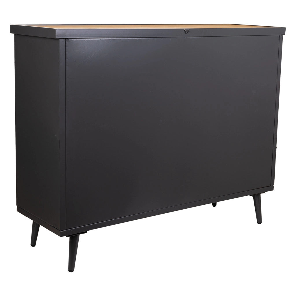 Credenza in metallo nero e legno 102x33x79,5h