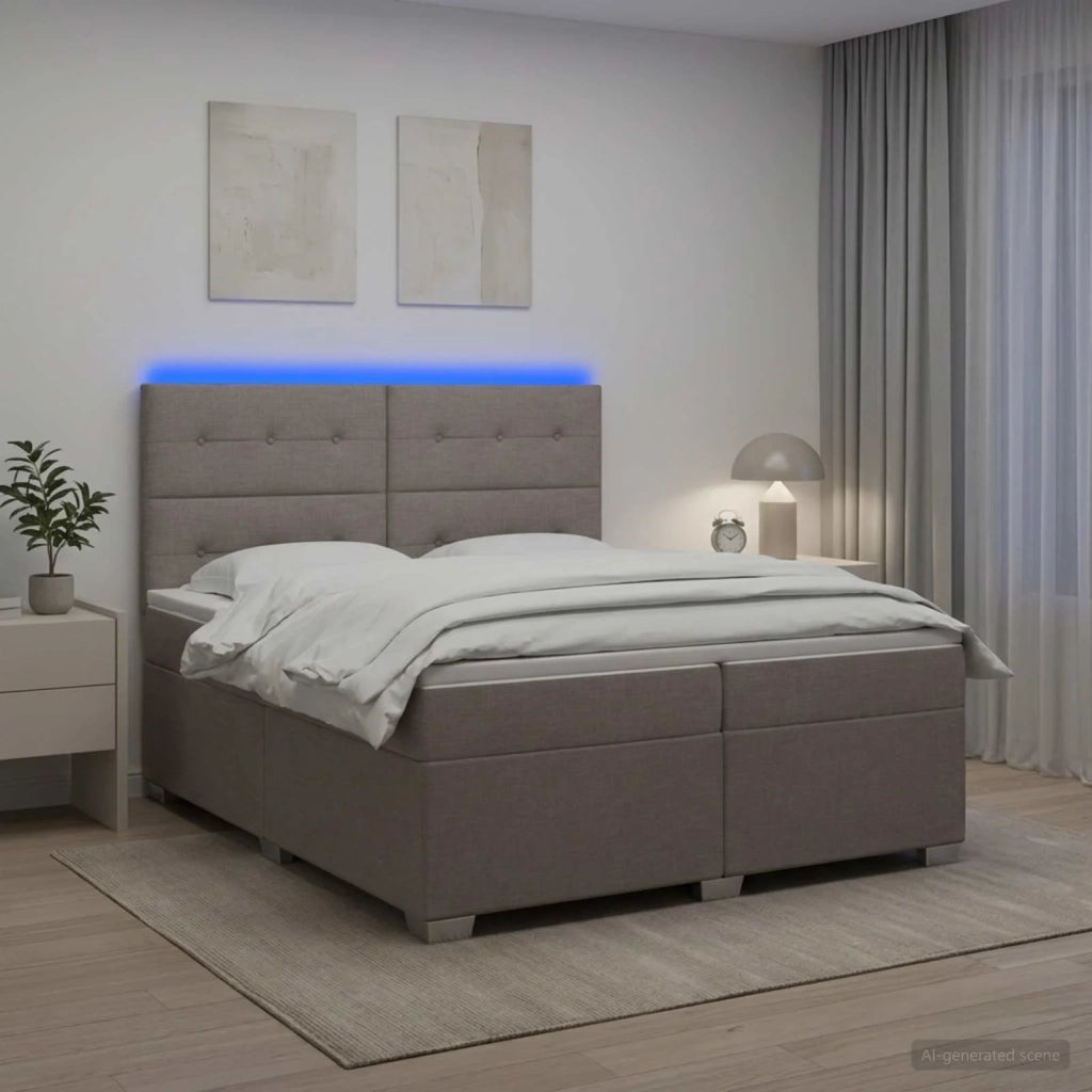 Letto box spring con materasso Tortora 200 x 200 cm Tessuto 3454954
