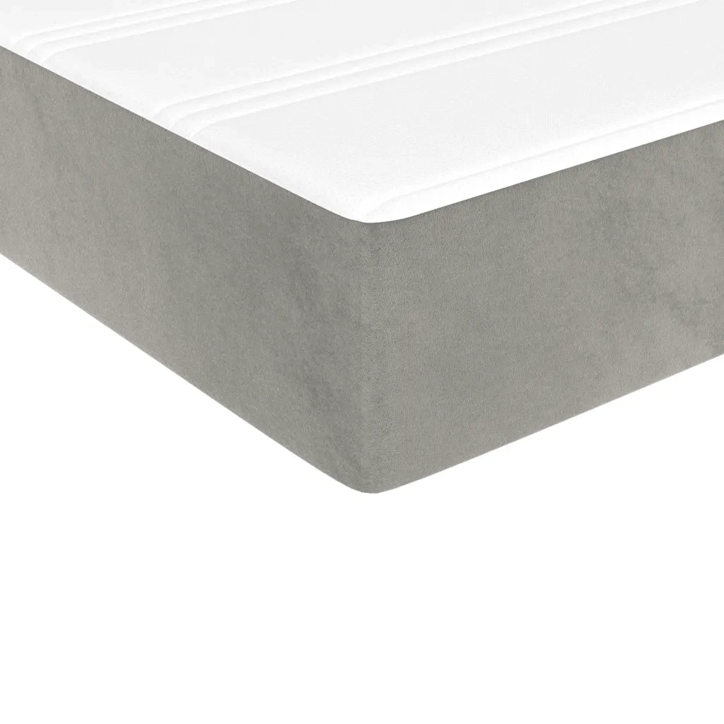 Giroletto a Molle con Materasso-Struttura Letto Grigio Chiaro 100x200cm Velluto 370628