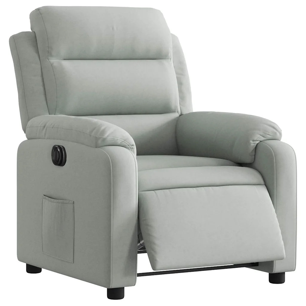 Poltrona | Sedia Relax Elettrica Reclinabile Grigio Chiaro in Vera Pelle