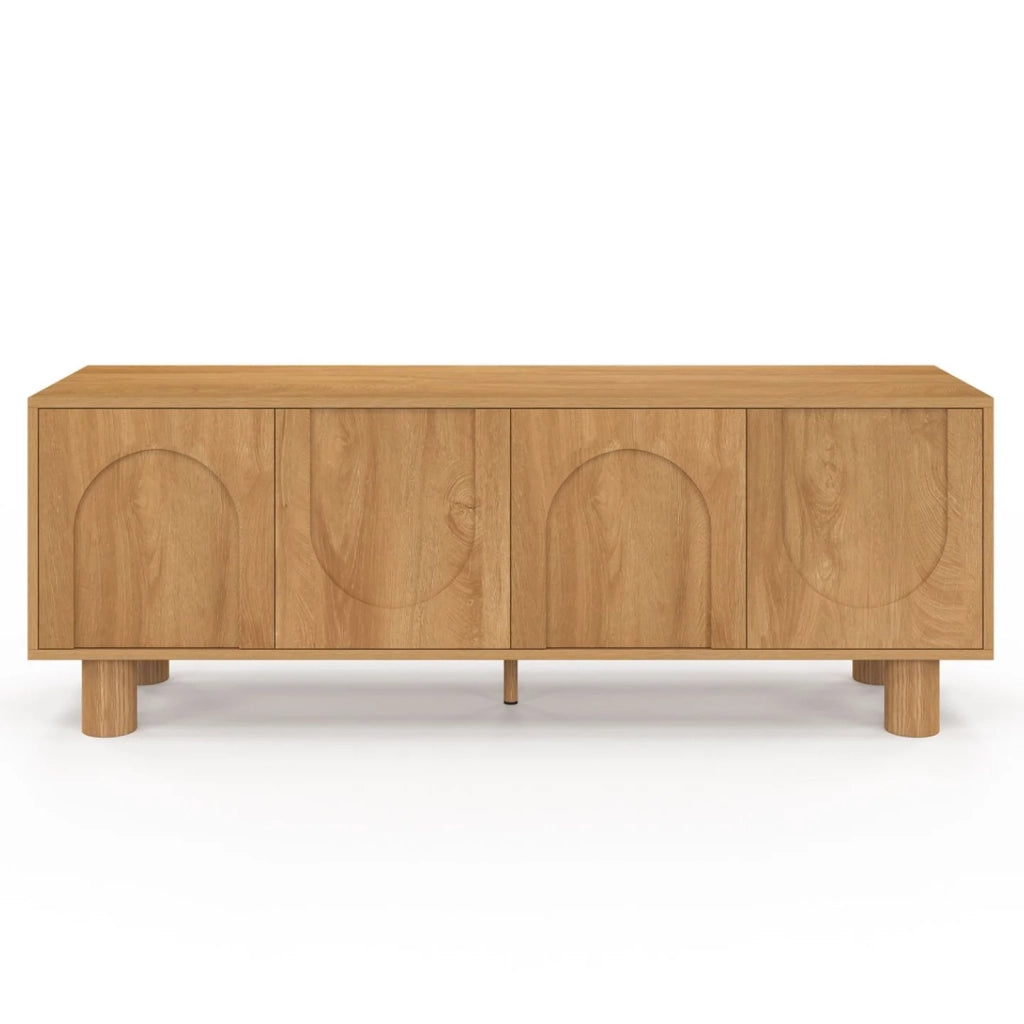 IDMarket - Mobile TV ARCHIE 140 cm con 4 ante ad arco effetto legno