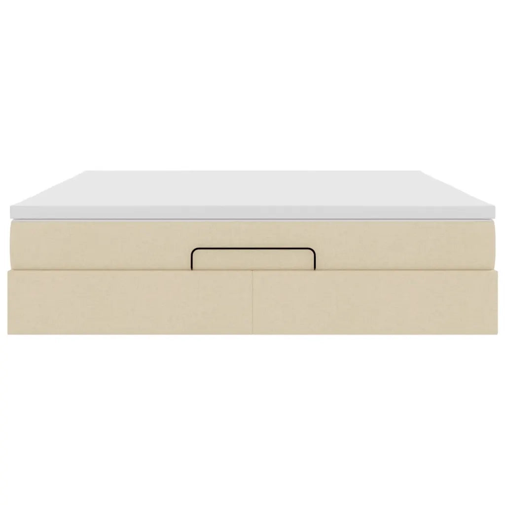 Struttura Letto Pouf con Materasso Crema 180x200 cm in Tessuto