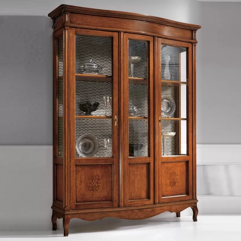 Vetrina in legno massello 2 porte pantografate vetri curvi anteriori misura l.159 p.47 h.212 - Mobili 2G