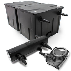 Set: Filtro bio per laghetto 60000l con Chiarificatore UVC 24W Pompa 80W