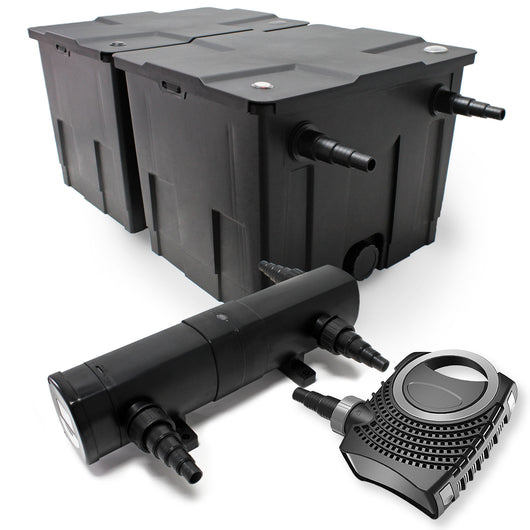 Set: Filtro bio per laghetto 60000l con Chiarificatore UVC 24W Pompa 80W