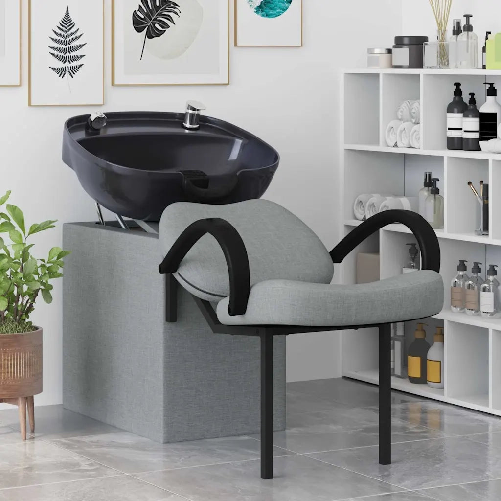 Sedia per Shampoo Grigio Chiaro e Nero 136 x 60 x 92 cm Tessuto 42009073