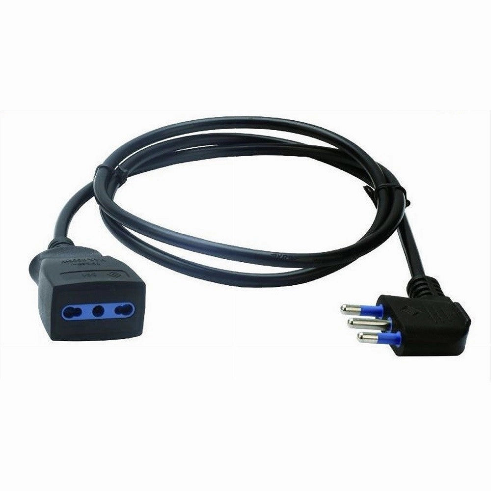 Trade Shop - Prolunga Lineare Nera Cavo Da 3 Mt Spina 16a + Presa Bipasso 10/16a 2p+t 83282 -