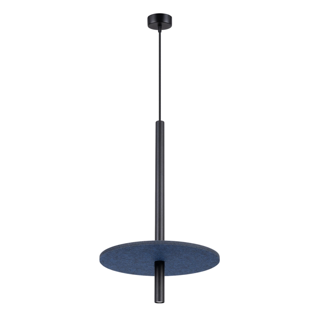 Lampada a sospensione TESSIO nera con disco feltro blu G9