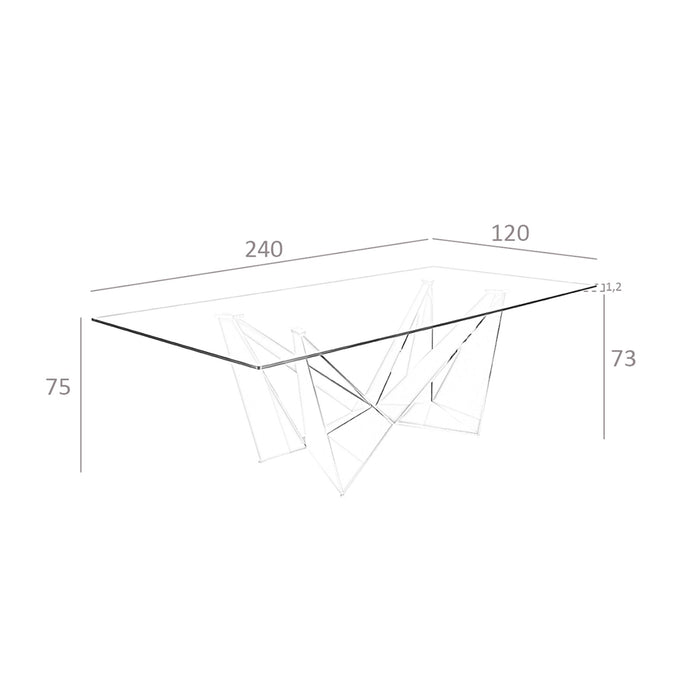 Tavolo da pranzo rettangolare vetro temperato e acciaio cromato