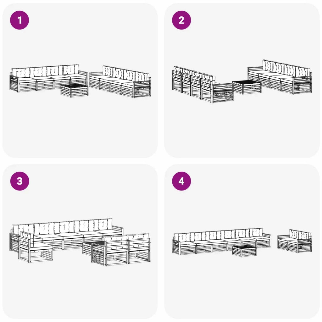 Set di divani da esterno con cuscino 9 pcs Naturale e Crema 3373230