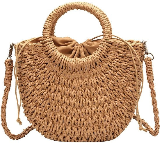 Borsa da Spiaggia con Cinturino Removibile - Grande Capacità - Design Retro - Ideale per le Vacanze in Costa