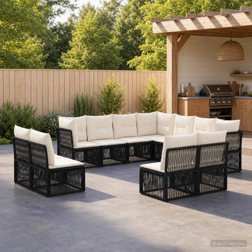 Set Divano da Giardino 11 pz Nero polyrattan 3434257