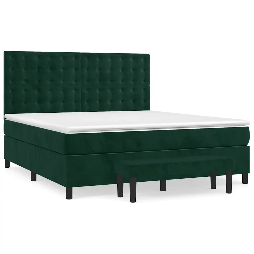 Giroletto a Molle con Materasso Verde Scuro 180x200 cm Velluto 3138100