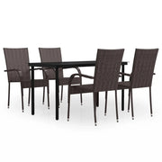 Set da Pranzo per Giardino 5 pz | Set Salotto da Giardino con Cuscini Marrone e Nero