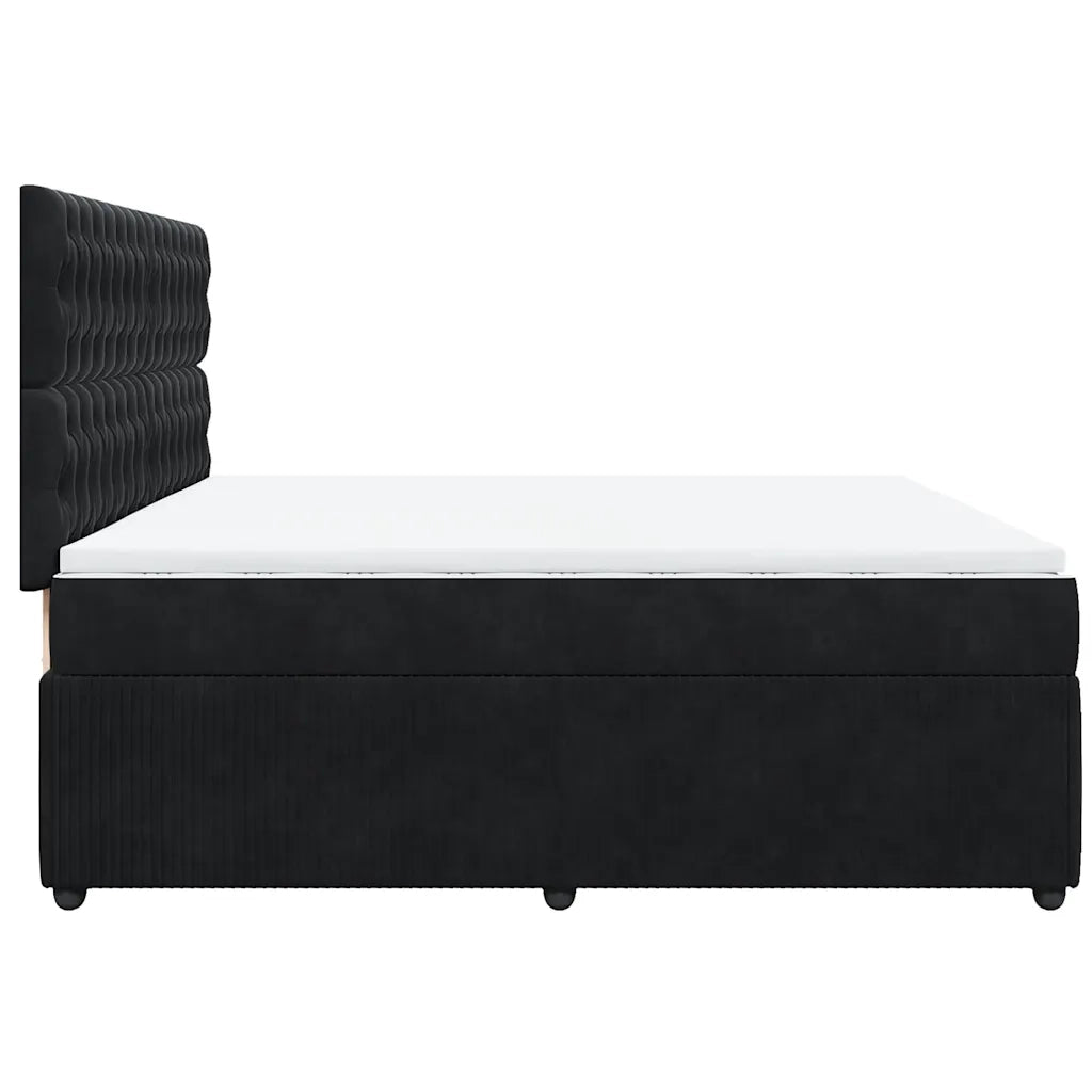 Giroletto a Molle con Materasso Nero 200x200 cm in Velluto 3294738