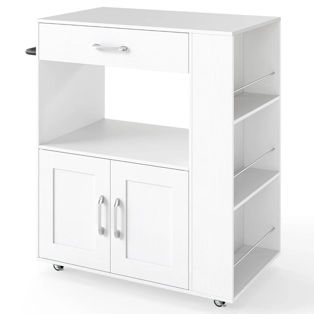 Carrello da cucina mobile 75 x 46 x 90,5 cm con cassetto e vano a giorno stile moderno legno lavorato bianco 20_0020980