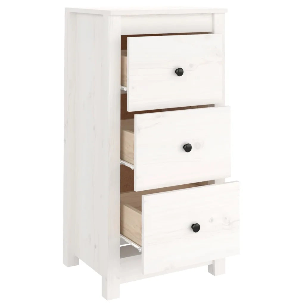 Credenza Bianca 40x35x80 cm in Legno Massello di Pino 813741
