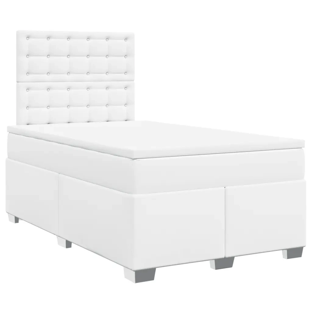 Giroletto a Molle con Materasso Bianco 120x190 cm in Similpelle