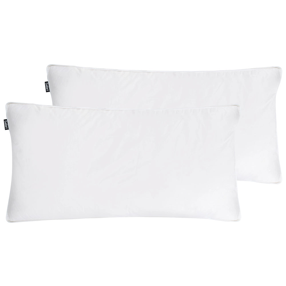 Set di 2 cuscini da letto guanciali in cotone bianco piumino d'anatra e piume 40 x 80 cm medio morbido