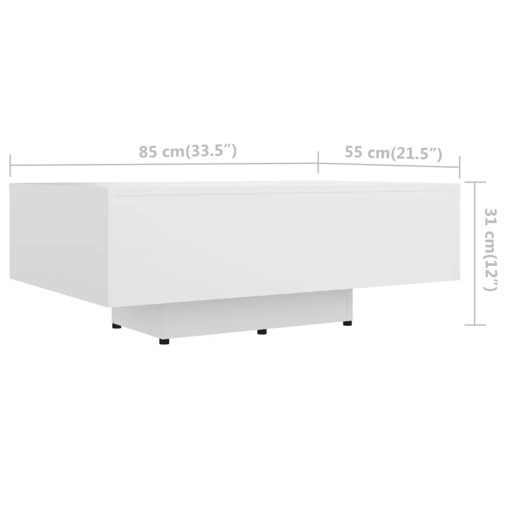 Tavolino da Salotto Bianco 85x55x31 cm in Legno Multistrato 803380