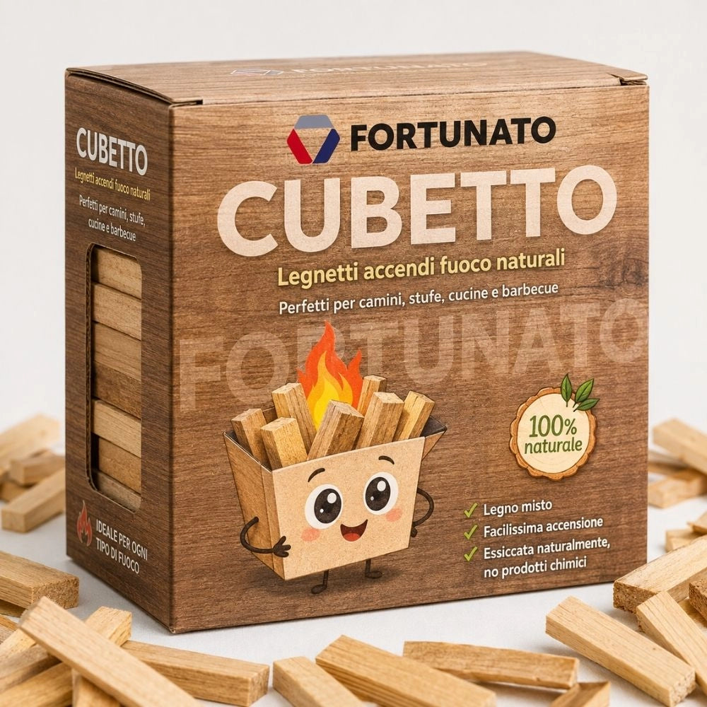 Legnetti accendifuoco in legno misto scatola cubica da 20 cm