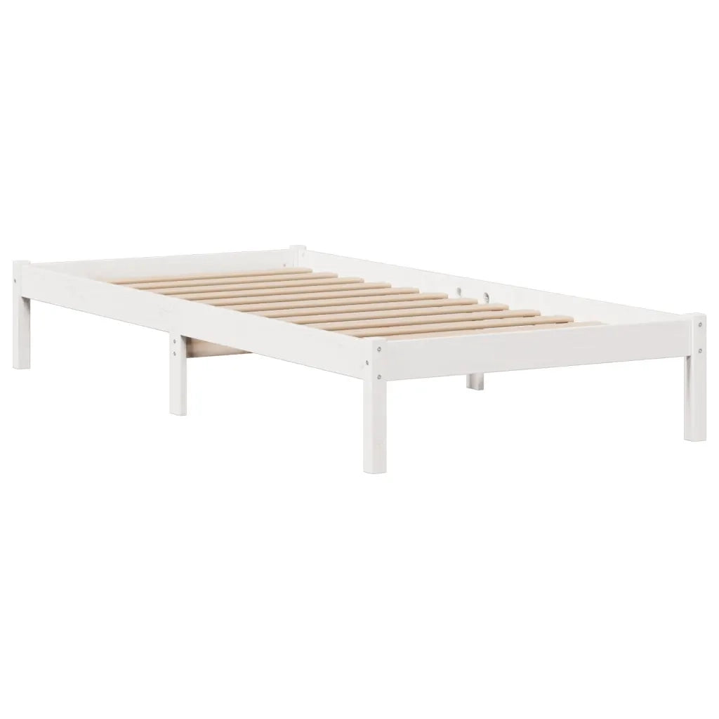Letto Libreria senza Materasso-Struttura Letto con contenitore Bianca 90x200 cm Legno di Pino 975792