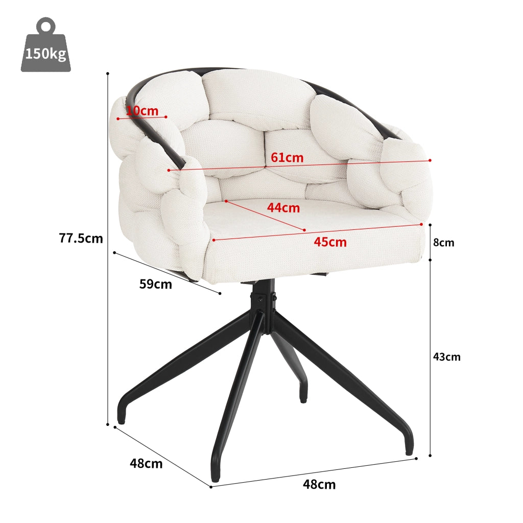 Sedia da Pranzo Girevole 360¡ã ¨C Xylo ¨C Beige, Set 4 Pezzi, Velluto, Schienale, Design Moderno