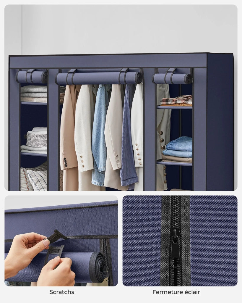 Armadio/guardaroba XXL in tessuto non tessuto 175 x 150 x 45 cm blu 12_0004013