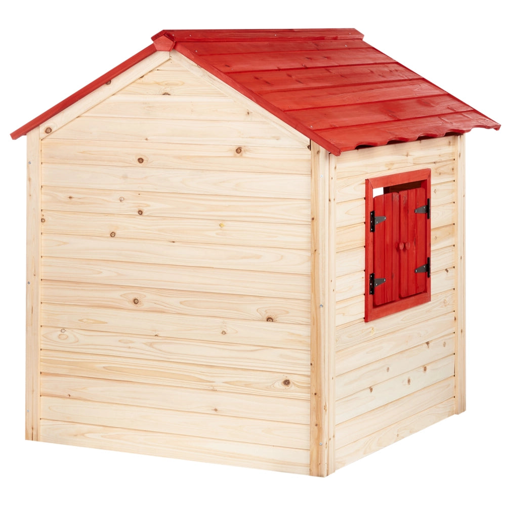 Casetta da giardino in legno d'abete Luce all'aperto Casetta per bambini Tetto rosso Casa per bambini