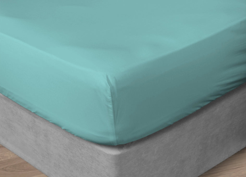 Lenzuola Sotto Con Angoli In 100% Cotone Percalle In Tinta Unita - 2 Piazze H30 - Verde
