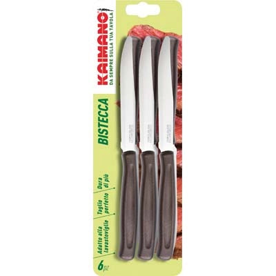 COLTELLO BISTECCA DINAMIK KAIMANO - MANICO PLT MARRONE/INOX CM 11,5 CF=PZ 6- 1 confezioni