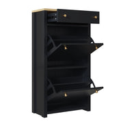 Scarpiera con 2 ante a ribalta; 1 cassetto e ripiani regolabili per ingresso; MDF; 50×25×95 cm