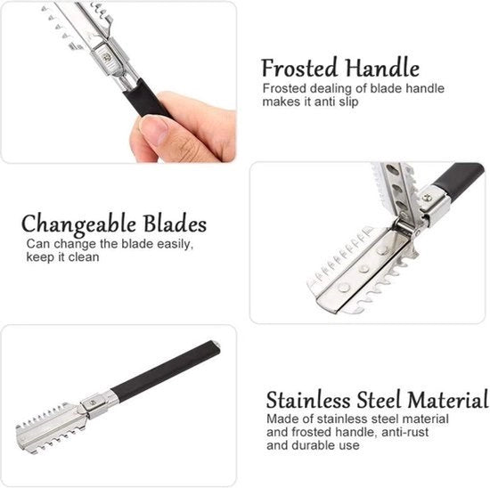 Rasoio a pettine con doppio taglio - Lame per rasoio - Taglio manuale dei capelli - Assottigliamento - Barbiere - Pettine Shaper - Rasoio per capelli con pettine.