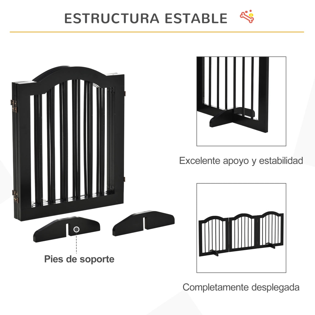 Barriera di Sicurezza per Cani Pieghevole 3 Pannelli ¨C Zephmum ¨C 154.5x29.5x61 cm Nero
