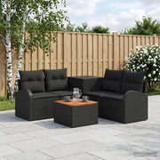 Set di divani 6 pz Nero Rattan sintetico e Acciaio 3447181