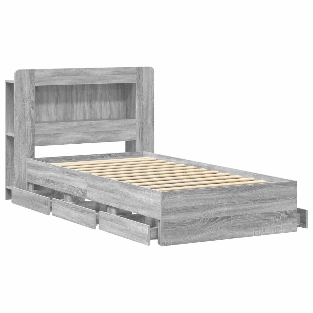 Struttura del letto con stoccaggio e testata Sonoma grigio 3433999