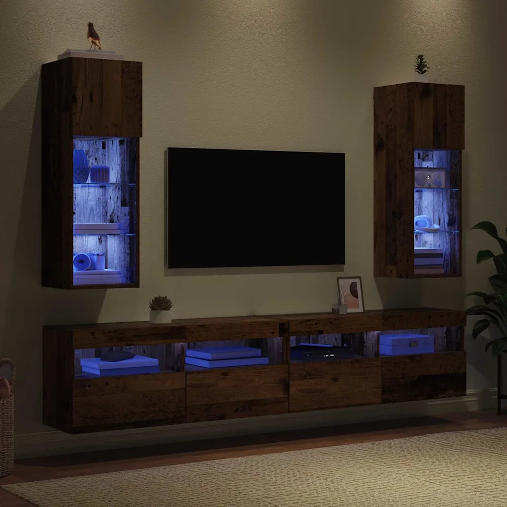 Mobiletti TV a parete 2 pz-Set di 2 Credenza per TV-Console TV Legno vecchio 30,5 x 30 x 90 cm