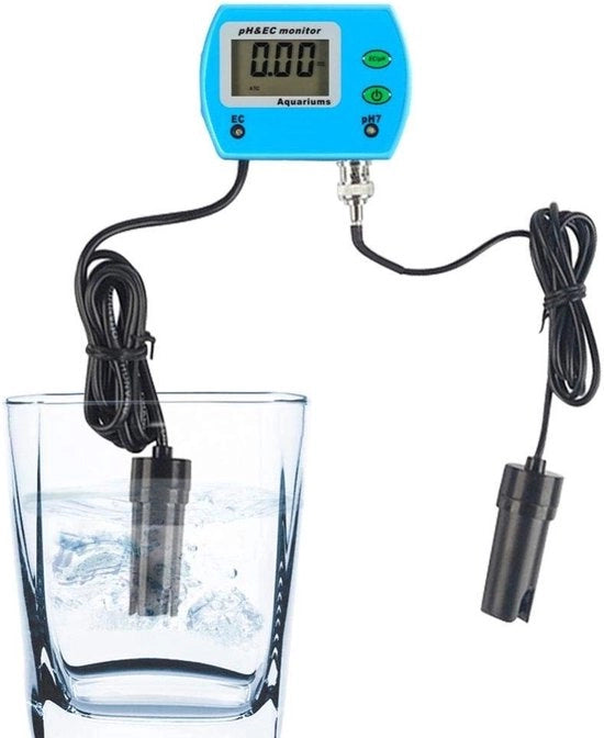 Misuratore di Qualità dell'Acqua 2-in-1 - PH/EC - Contatore Acquatico Multifunzionale - Compattabile - Display LCD Illuminato a Retroilluminazione - Materiale ABS Resistente al Tempo - Contatore Acqua
