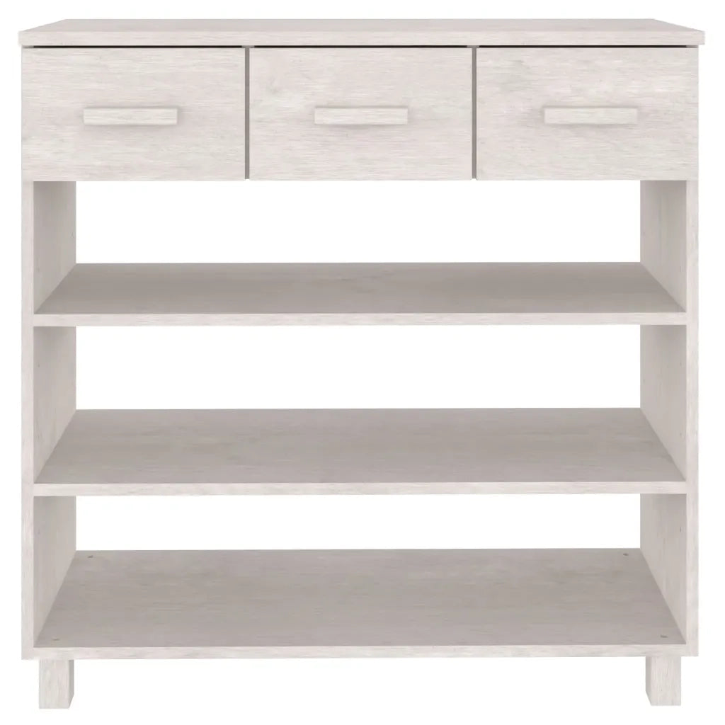 Tavolo Consolle Bianco 90x35x90 cm Legno Massello di Pino