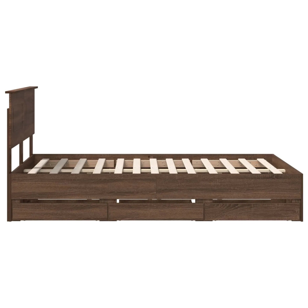 Struttura del letto con cassetto Rovere Marrone 135 x 190 cm