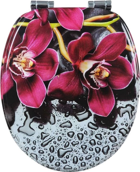 Antibatterico WC Brille con Softclose & Stampante - WC Brille, Brille per WC, Brille, Sedia per WC - Viola Orchidea - 43.8x37.8 cm
