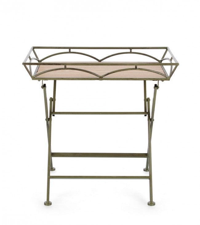 Set 2 Tavolini da Soggiorno 63x40x60 cm in Acciaio Guenda Verde Scuro