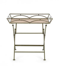 Set 2 Tavolini da Soggiorno 63x40x60 cm in Acciaio Guenda Verde Scuro